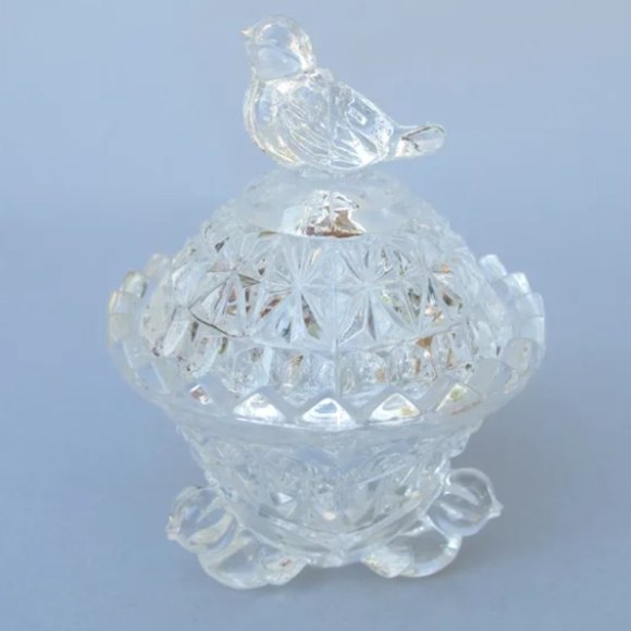 1982 Hofbauer Byrdes German Lead Crystal Bird Ring Jar - Picture 3 of 3